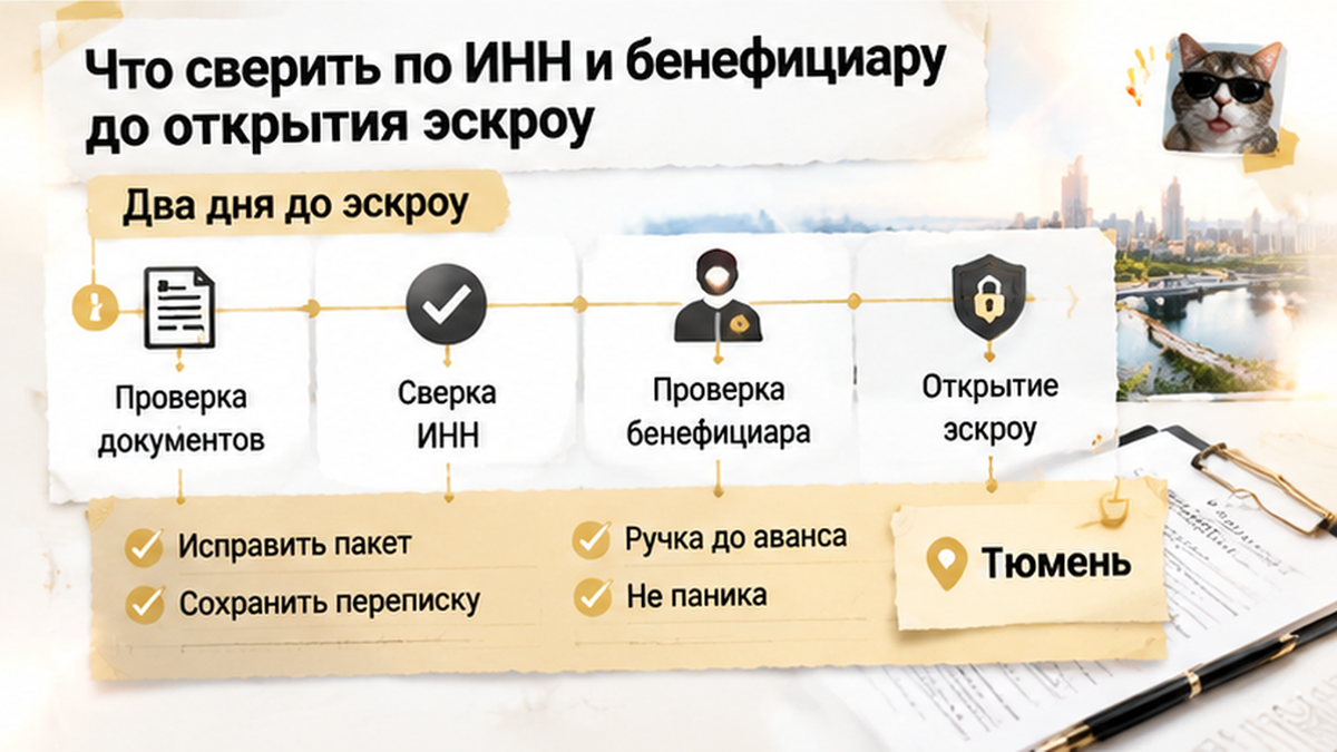 график / шкала сроков по новостройке в Тюмени: Исправить пакет, Сохранить переписку, Ручка до аванса — иллюстрация к разбору сделки.