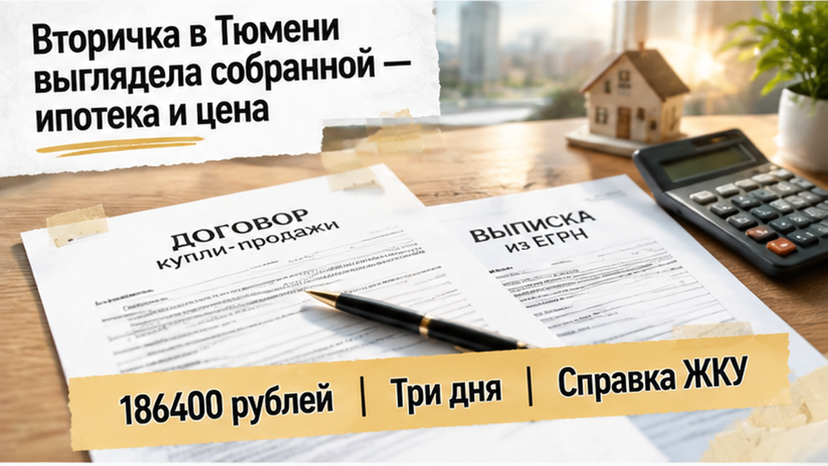 реалистичный кадр (без лица хоста) к разделу «Вторичка в Тюмени выглядела собранной — ипотека…» в Тюмени — иллюстрация к кейсу о сделке.