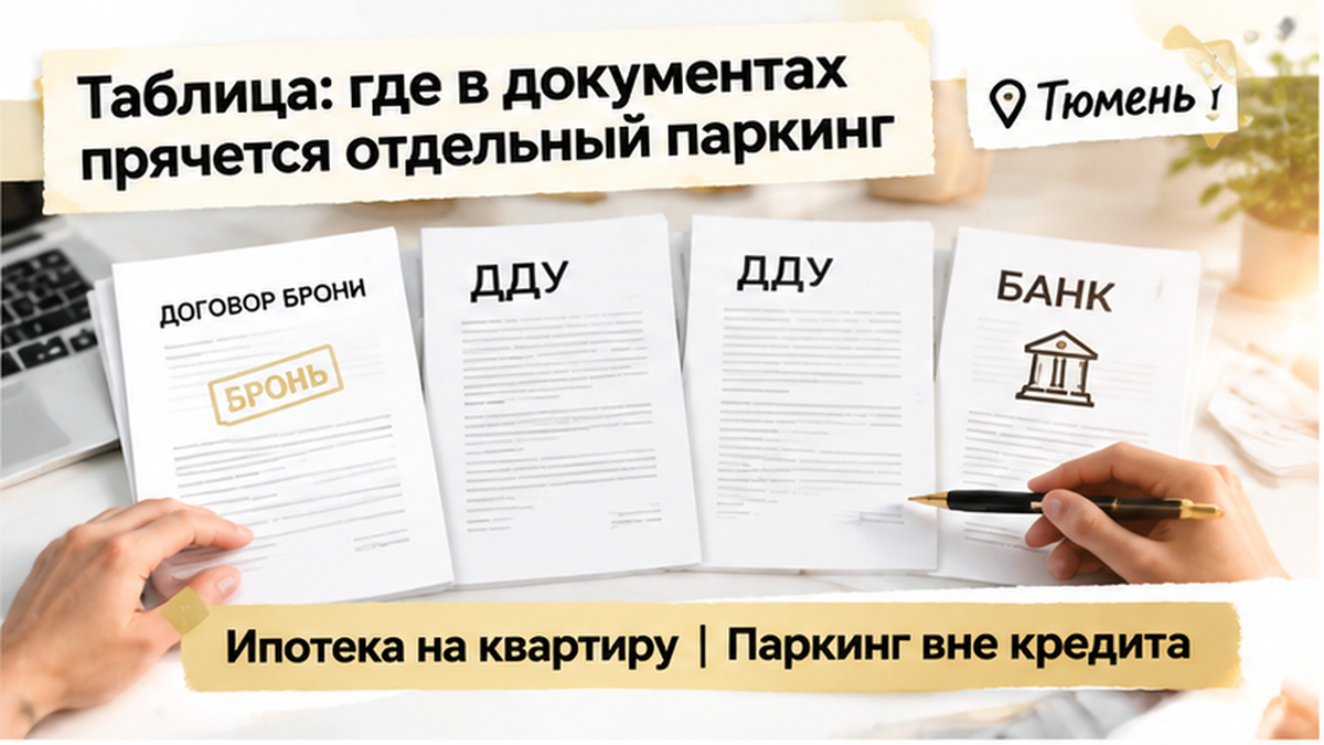 реалистичный кадр (без лица хоста) к разделу «Таблица: где в документах прячется отдельный па…» в Тюмени — иллюстрация к кейсу о сделке.