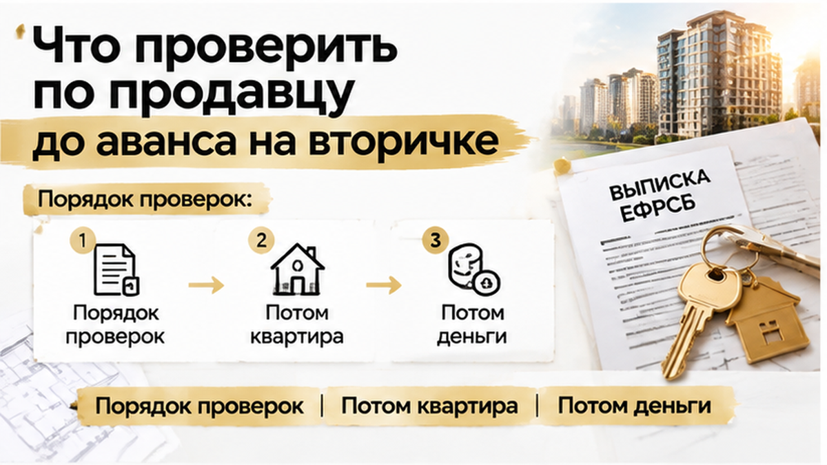 график / шкала сроков по новостройке в Тюмени: Порядок проверок, Потом квартира, Потом деньги — иллюстрация к разбору сделки.