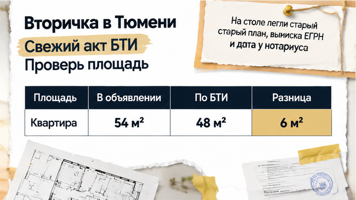 график / шкала сроков по новостройке в Тюмени: Сверь объявление, Проверь ЕГРН, Сравни с БТИ — иллюстрация к разбору сделки.