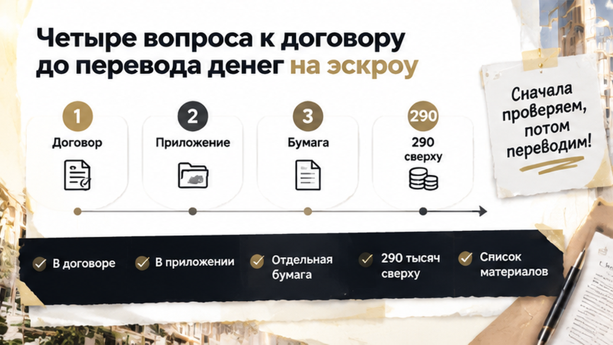 график / шкала сроков по новостройке в Тюмени: В договоре, В приложении, Отдельная бумага — иллюстрация к разбору сделки.