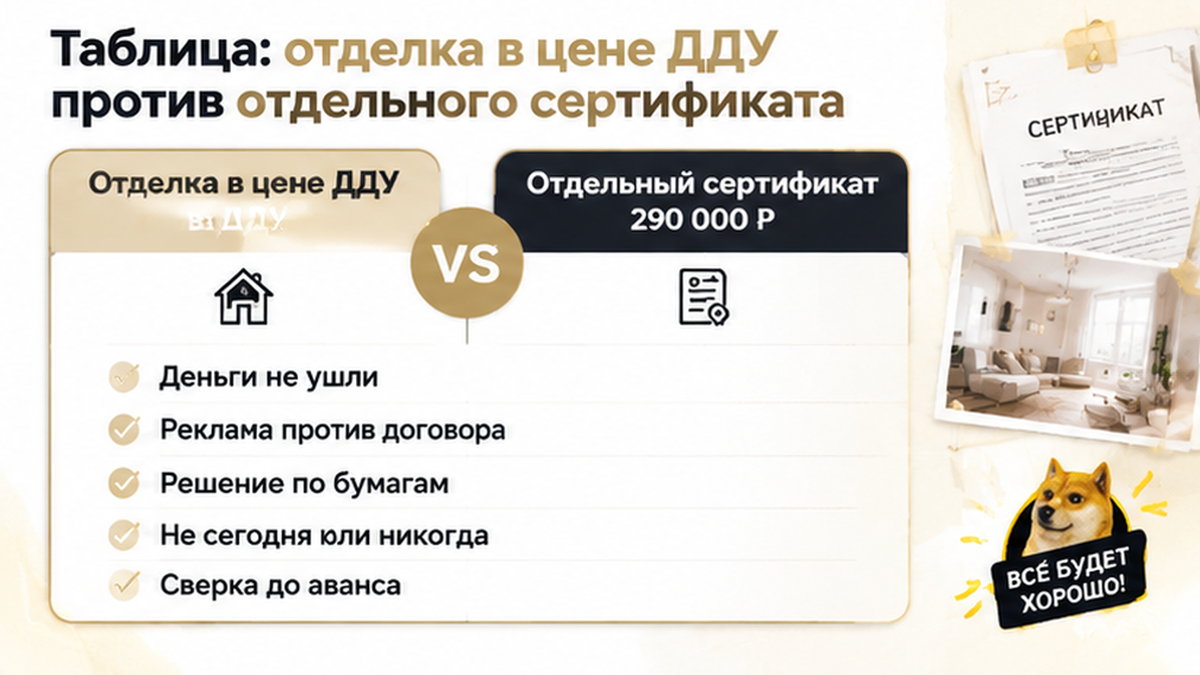 схема устройства механизма по новостройке в Тюмени: Деньги не ушли, Реклама против договора, Решение по бумагам — иллюстрация к разбору…