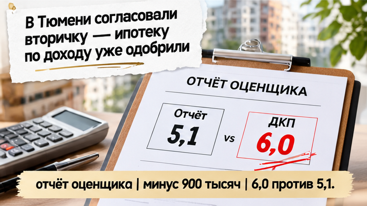 реалистичный кадр (без лица хоста) к разделу «В Тюмени согласовали вторичку — ипотеку по дохо…» в Тюмени — иллюстрация к кейсу о сделке.