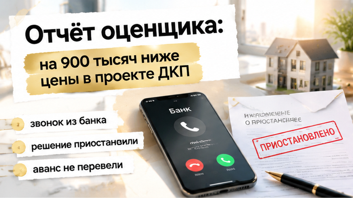 реалистичный кадр (без лица хоста) к разделу «Отчёт оценщика: на 900 тысяч ниже цены в проект…» в Тюмени — иллюстрация к кейсу о сделке.