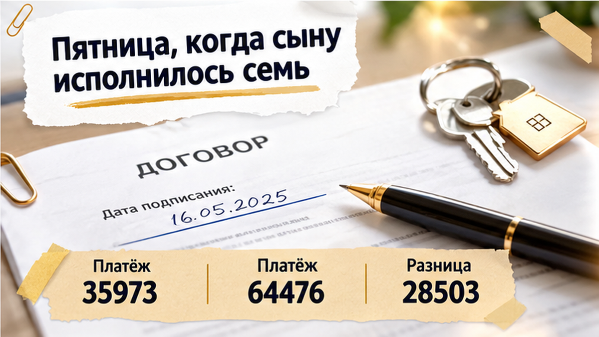 реалистичный кадр (без лица хоста) к разделу «Пятница, когда сыну исполнилось семь» в Тюмени — иллюстрация к кейсу о сделке.