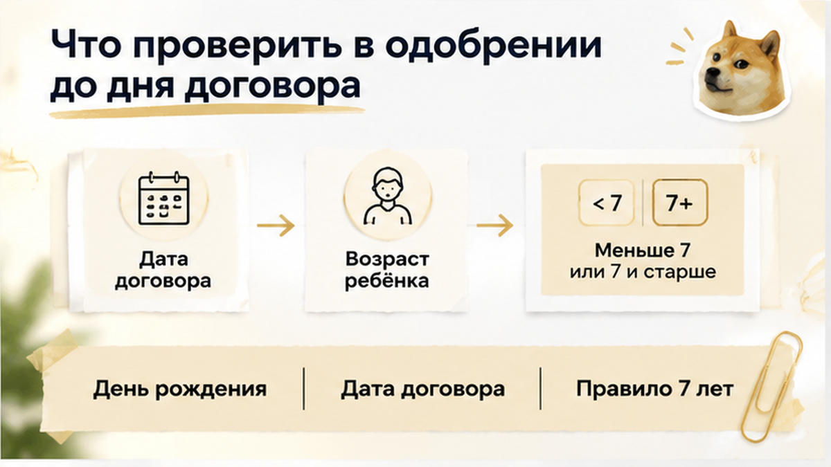 схема устройства механизма по новостройке в Тюмени: День рождения, Дата договора, Правило 7 лет — иллюстрация к разбору сделки.