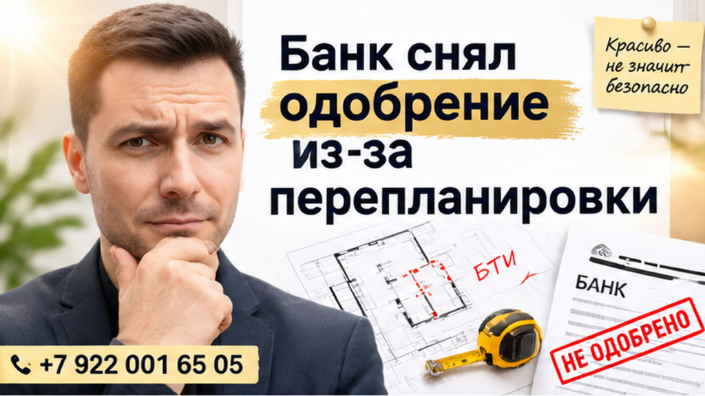 В Тюмени на вторичке за 5 дней до аванса банк снял одобрение из-за перепланировки.