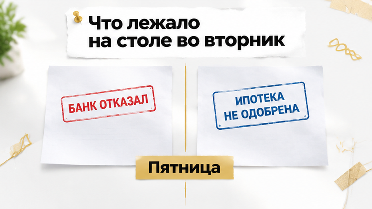 сравнительная таблица с колонками по вторичке в Тюмени: Банк отказал, Ипотека не одобрена, Пятница — иллюстрация к разбору сделки.