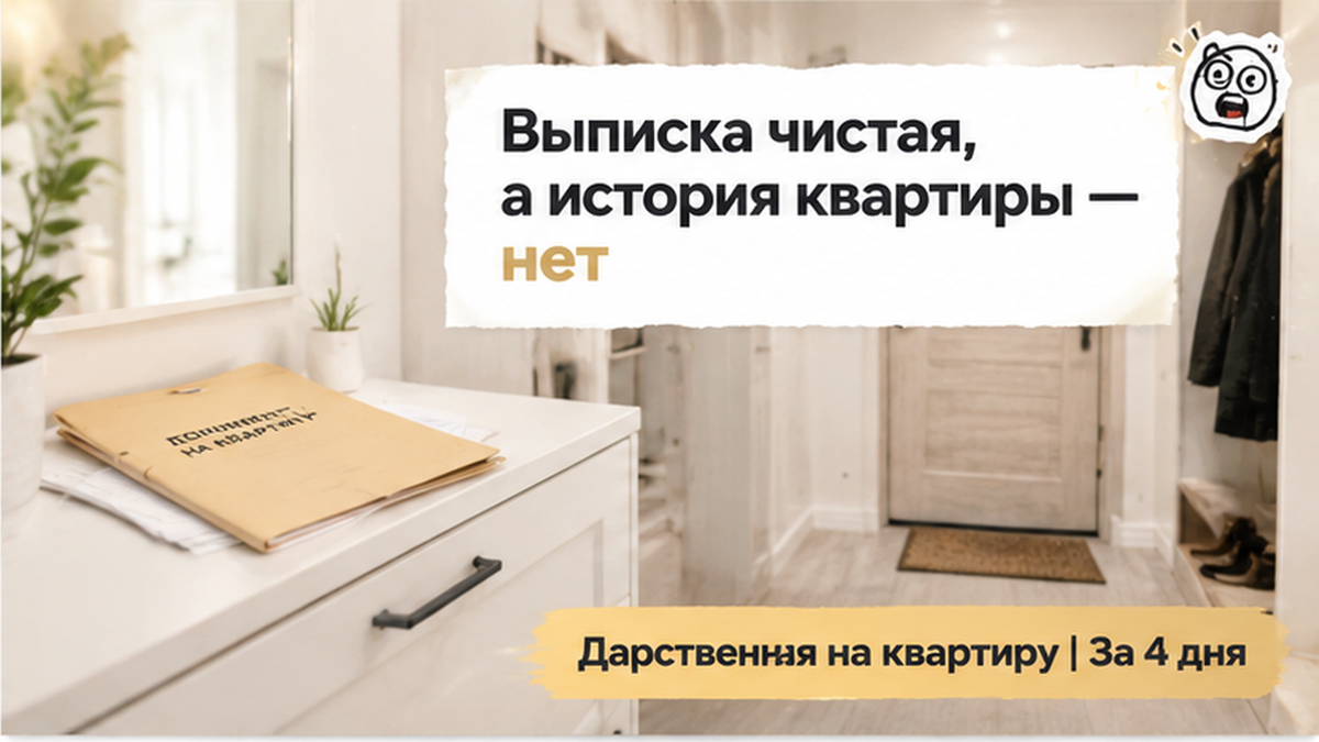реалистичный кадр (без лица хоста) к разделу «Выписка чистая, а история квартиры — нет» в Тюмени — иллюстрация к кейсу о сделке.